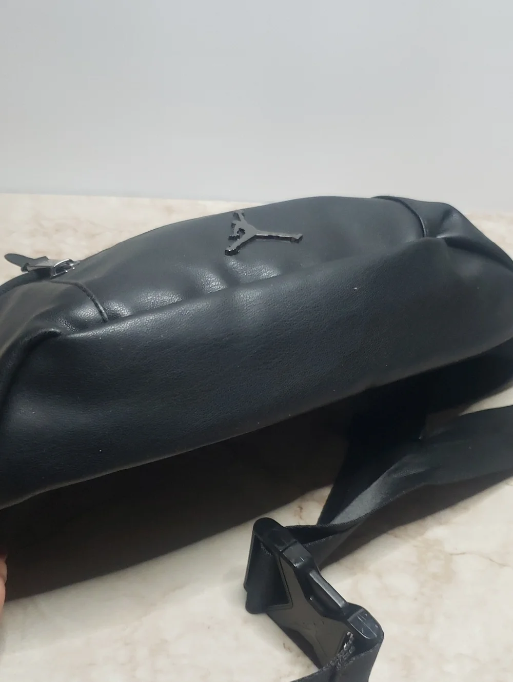 Jordan Black Faux Leather Crossbody Waist Bag Unisex